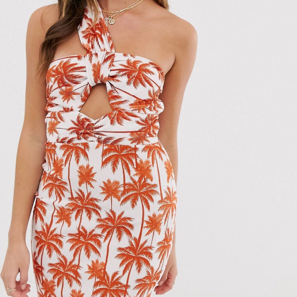 Midi sundress in palm print